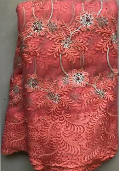 

FASHIONS Pink Swiss Voile Lace High Quality Nigeria African Cotton Lace Fabric Embroidery Punch Cotton For Daily Sew FYIN529