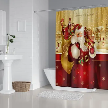 

Christmas Festival Polyester Wear-resistant Thicken Waterproof Bathroom Shower Curtain Christmas Decorations For Home