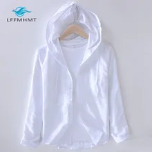 Men Spring And Autumn Fashion Brand Japan Style Striped Cotton Linen Hooded Shirt Male Casual Long Sleeve White Shirt Cloth
