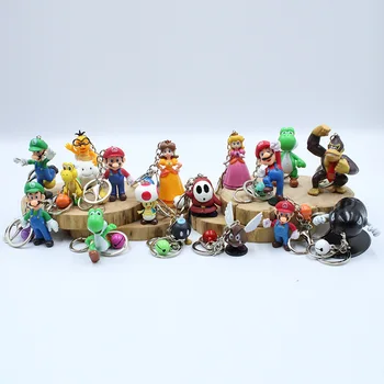 

18pcs/lot Super Mario keychain Fashion casual mushroom picking game Mario doll micro landscape decoration keychain