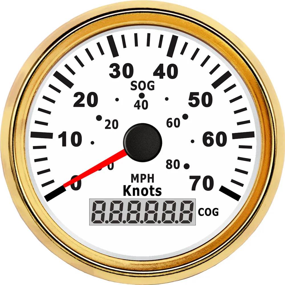 85 мм Универсальный gps измеритель скорости одометр 0-70Knots 0-80MPH для лодок, яхты, судов с красной подсветкой, приборная панель, измеритель скорости - Цвет: white gold-70Knots
