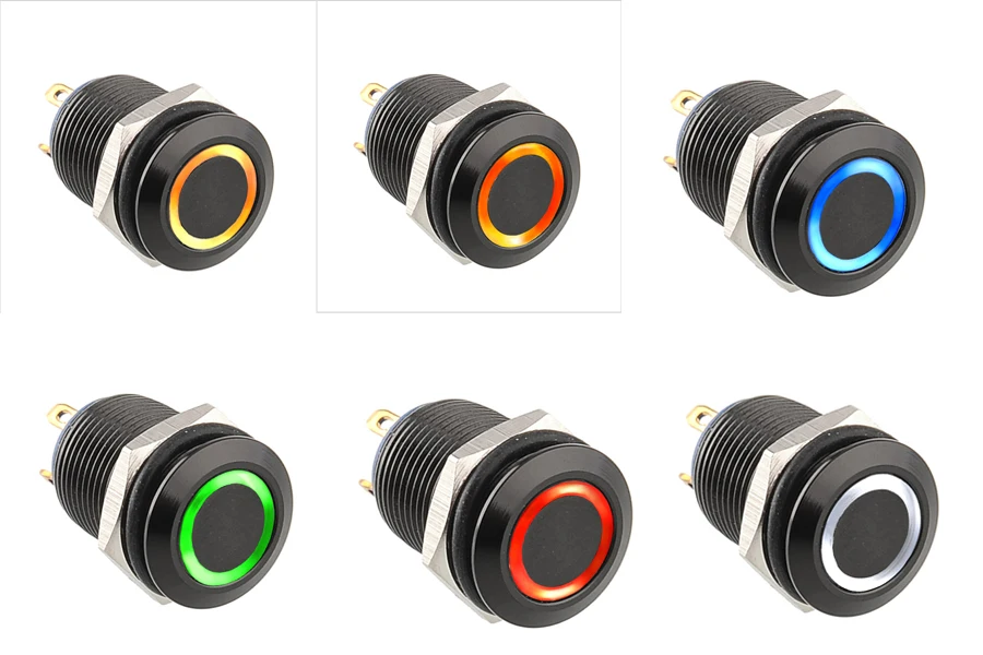 12mm black ring led switch