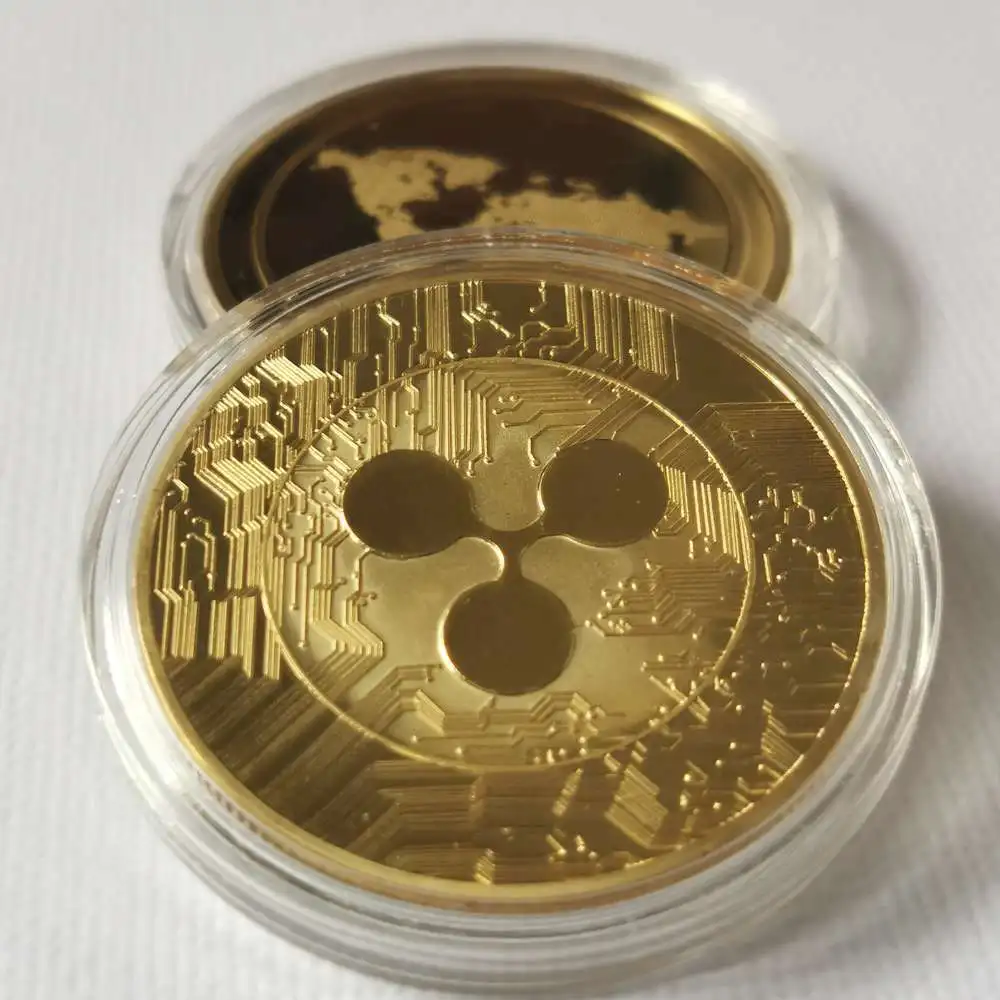 Moneda de onda chapada XRP, criptomoneda conmemorativa de onda XRP, coleccionistas, arte de la moneda, regalo de recuerdo