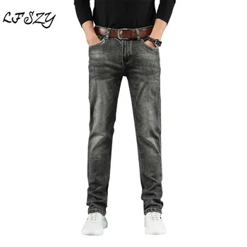 

Jeans Men 2019 Autumn New Nostalgic jeans Men's Stretch Straight Loose tide Brand Men's Casual trousers More Size 28-36 38