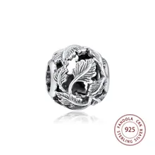 Подходит Пандора браслет Argent Шарм 925 серебро металлическая бусина в виде ажурных листьев Подвески бусины для изготовления ювелирных изделий kralen