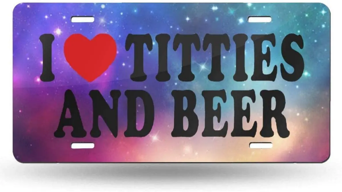 Yunsu I Heart Titties And Beer Targa, Car Decor Personalizza Tag, Novità Targa Anteriore Auto Targa In Alluminio Metallo