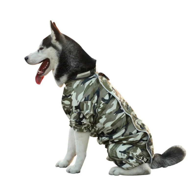 cão grande capa de chuva grande roupas para cães prova dwaterproof água roupas samoyed husky labrador golden retriever roupas para animais estimação junmpsuit