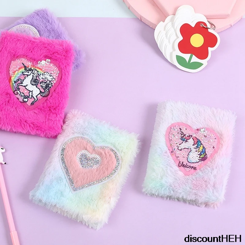 Cuadernos de peluche de unicornio de ensueño para niñas, cuaderno portátil de bolsillo, planificador diario, Bloc de notas, papelería, novedad