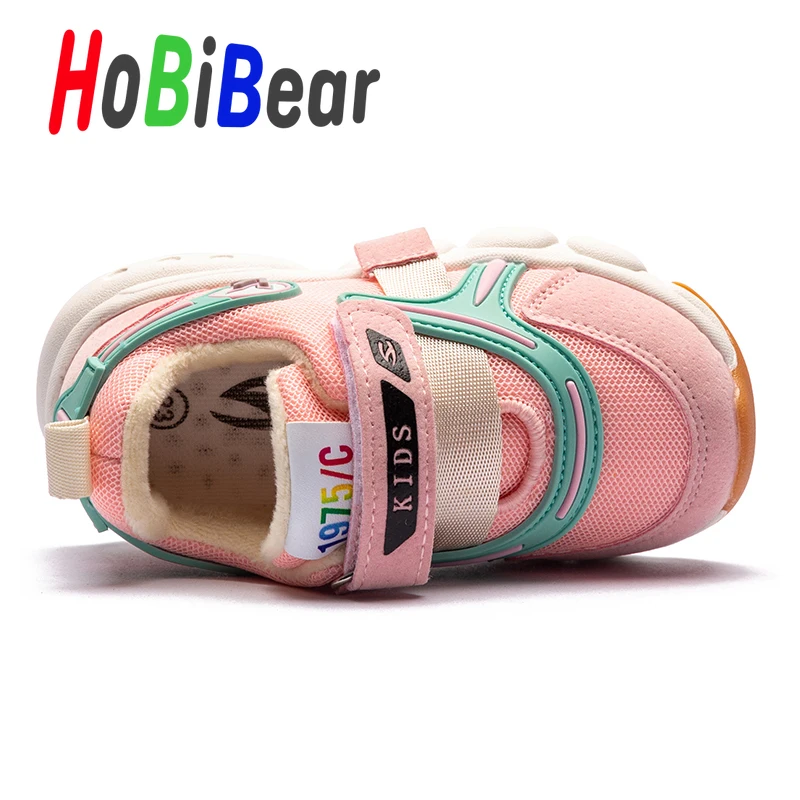 HOBIBEAR/кроссовки для маленьких девочек; Зимние теплые детские ботинки для мальчиков; Брендовая детская обувь для мальчиков с мехом; спортивная обувь для малышей; унисекс
