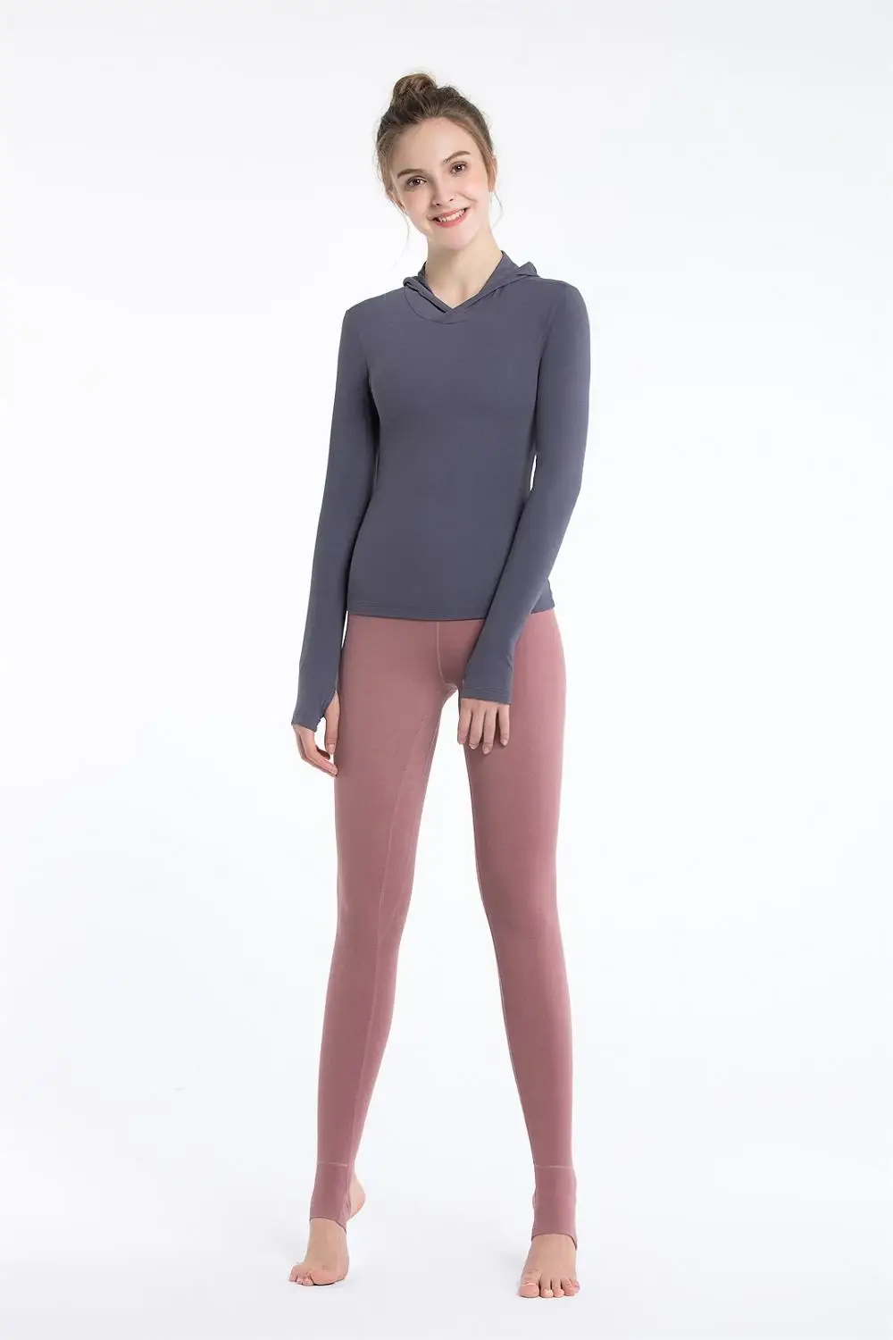 gray purple Bean Спортивный комплект из 2 предметов, комплект одежды для йоги, набор одежды для йоги, женская одежда для тренировок, одежда для спортзала, бесшовный костюм для фитнеса, женская одежда для йоги - Цвет: gray purple Bean