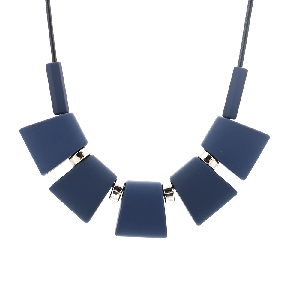 Подходящее женское ожерелье, эффектное ожерелье и подвески, цветное ожерелье из деревянных бусин для женщин, ювелирное изделие SP003 - Окраска металла: blue