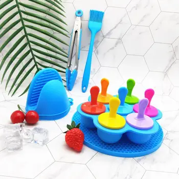 

Silicone Ice Lolly Popsicle Mold Maker Ice Cream Mould Cake Brush Baking Kits
