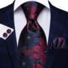 SN-3125 Hi-Tie 8.5cm Silk Men Tie Floral Red Blue Neckties for Men Classic Party Wedding Pocket Square Cufflinks Luxury Tie Set ► Photo 2/6