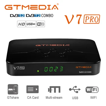 

GTMEDIA V7 PRO DVB-S/S2/S2X+T/T2 Memory 1G bit RAM Support Albertis/Tivusat/BBC Satback Support CA card slot and multi-room