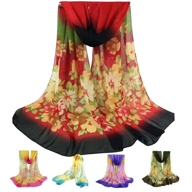 Модный цветочный принт Ретро шейный Шелковый сатиновый шарф теплый женский