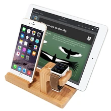 Mobile Phone Desktop Holder Stand for iPad Tablet Bracket Real Bamboo Wood Charging Stand for Apple Watch 4 3 For iPhone XS X 8
