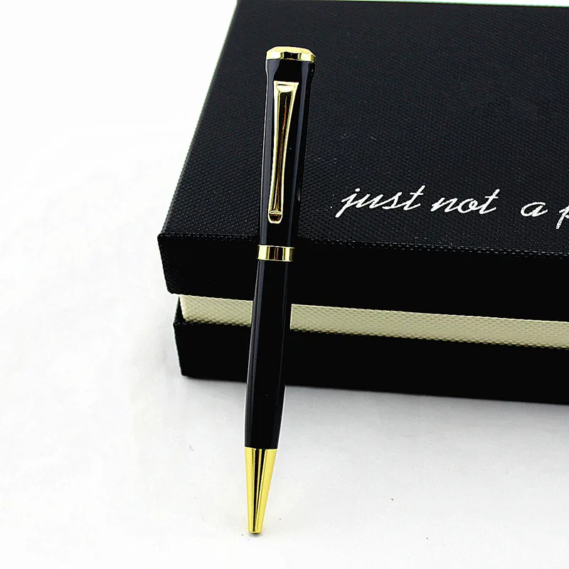 

High Grade Black metal Ballpoint Pen Gold Clip Business Gift Pens Black Ink 0.7 mm Refill Signature Pen with Box