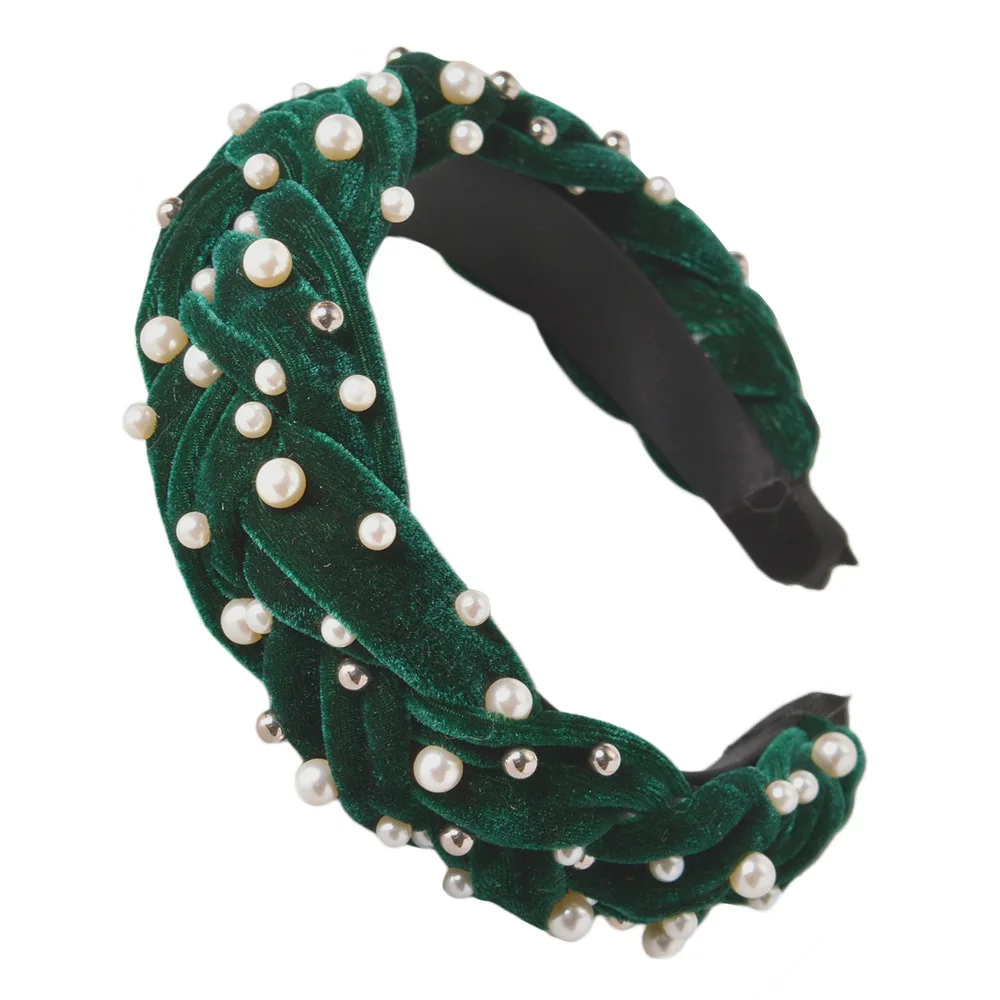 Vintage Cross Braid Velvet Hair Bands For Women Wool Pearl Headband Girls Hair Accessories Hair Hoop For Hair Clips