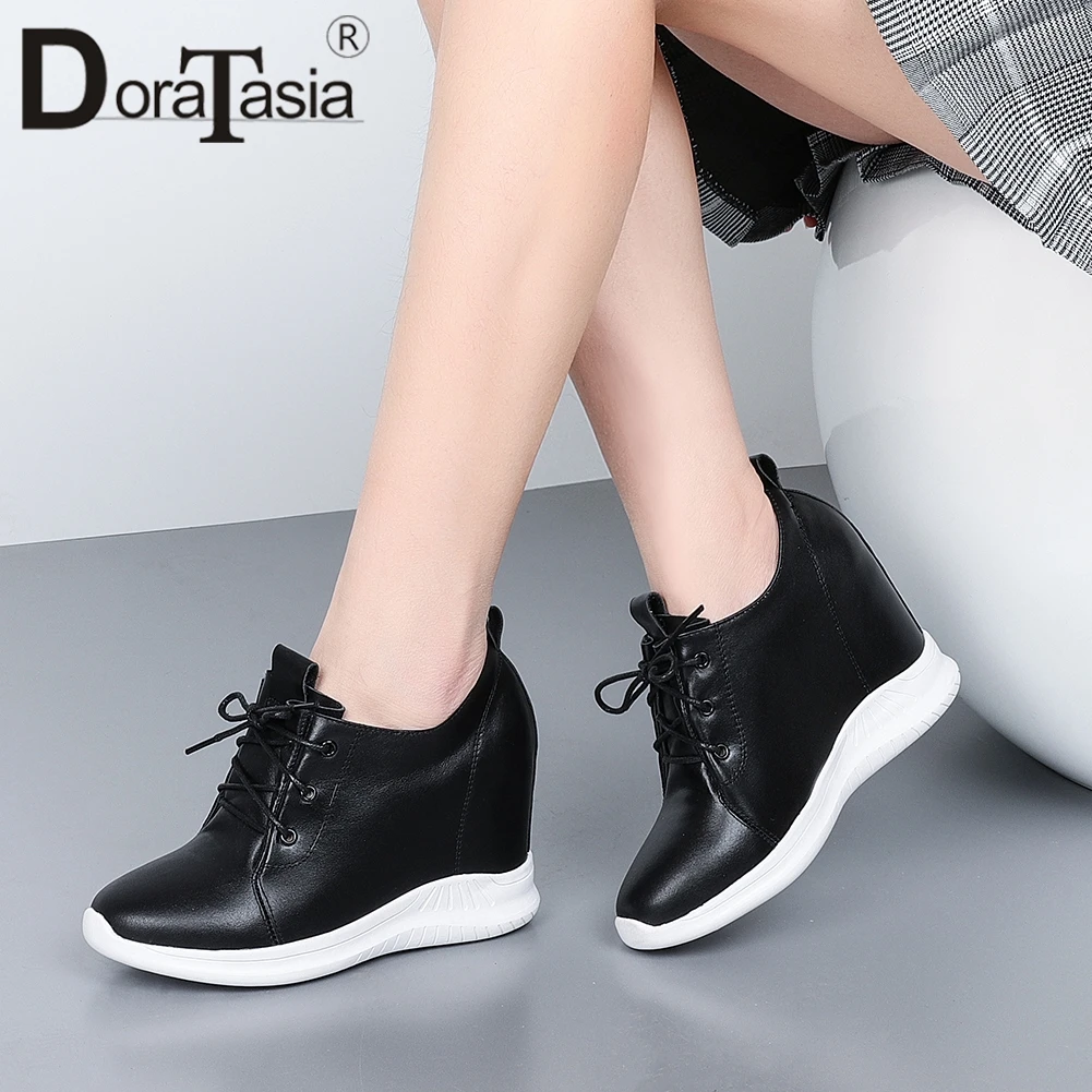 

DORATASIA Brand New Fashion Lady Pumps Spring Autumn Pumps Women Lace Up Increasing Height Consise Office Casual Shoes Woman