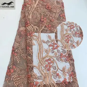 

Madison New Arrival African French Mesh Lace Fabric Applique Lace With Stones Nigerian Lace Fabric For Wedding Dress Material