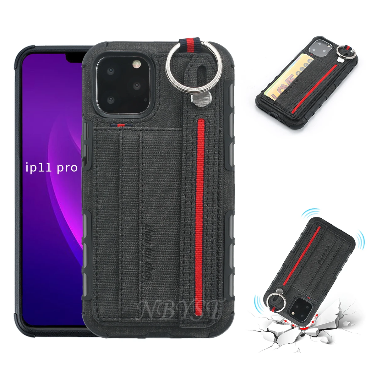 Тканевый держатель для карт, чехол для iPhone 11Pro Max XR XS MAX 6S 7 8 Plus, плетеный бумажник на запястье, чехол для телефона для iPhone 11Pro Max