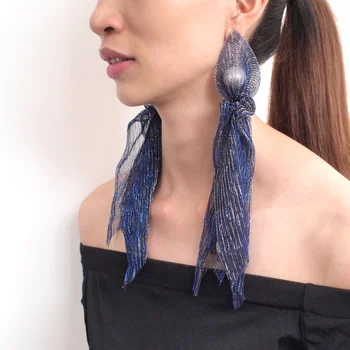 

Bohemian fashion flowing long lace earrings for women's personality super fairy-cut earrings beach vacation accessories