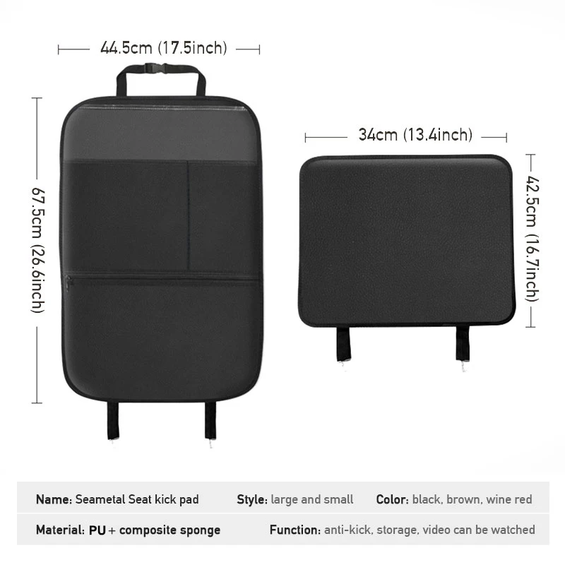 Waterproof PU Leather Car Seat Back Protector with Storage Pockets