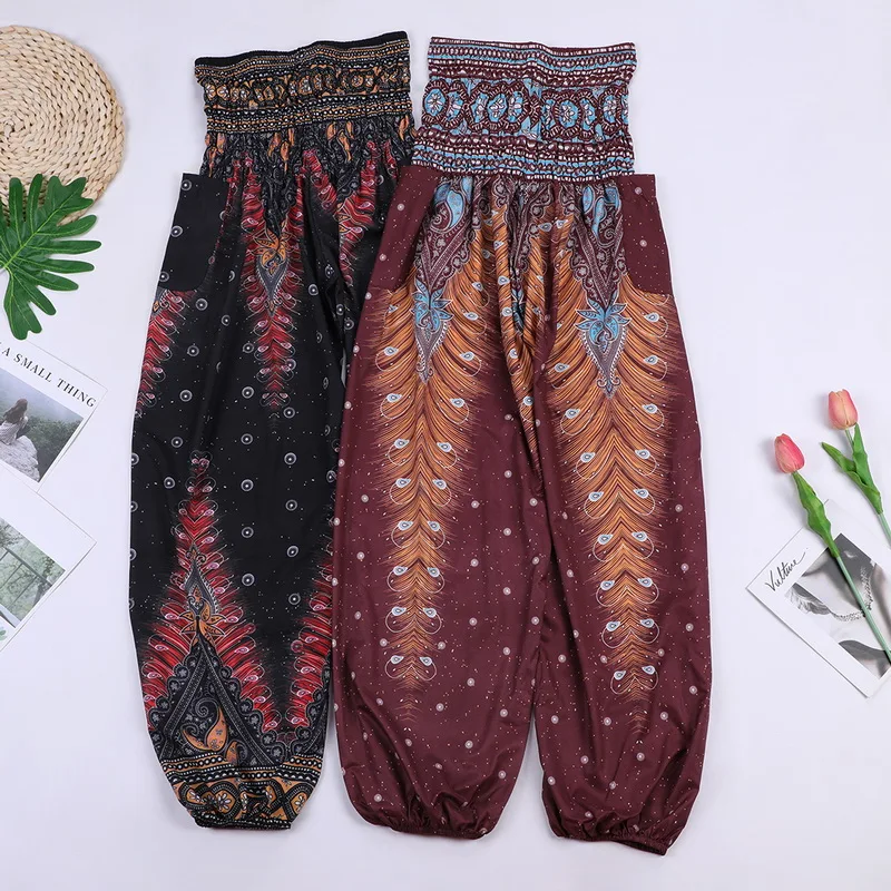 Women Boho Yoga Pants Hippie Harem Pantalones De Mujer Spodnie Damskie High  Waist Baggy Pantalon Taille Haute Pour Femme Zumba