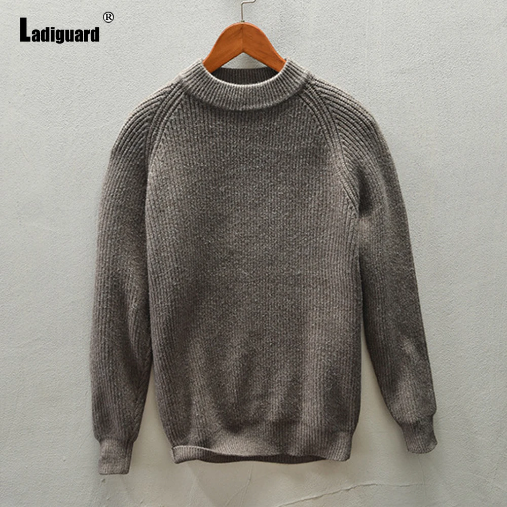 Ladiguard Plus Size Men Knitted Sweater Winter Warm Coats Male Streetwear 2021 Single Breasted Top Pullovers Mens Loose Knitwear