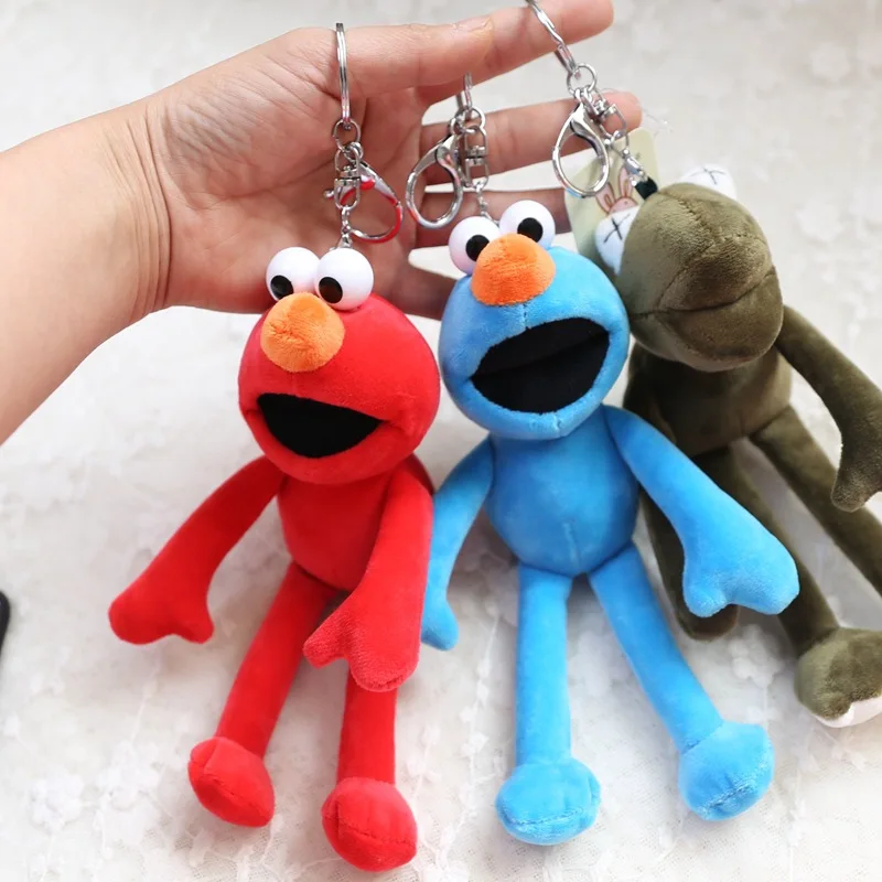 

2019 Sesame Street Plush Key chain Elmo Cookie Monster Figure Mini Pendant Soft Stuffed Toys for Children Gift Peluche Keychains