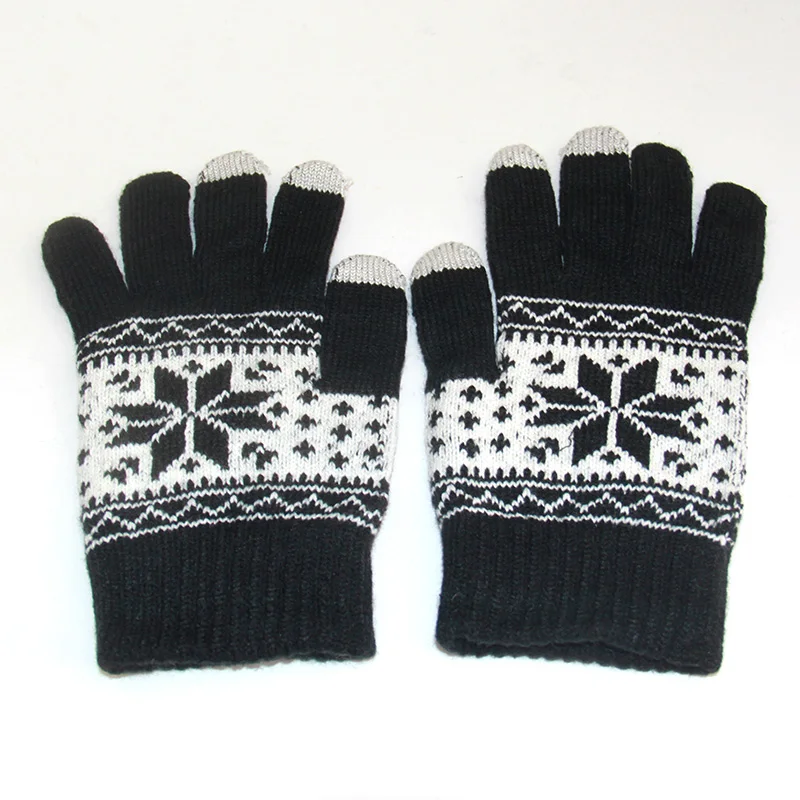 Black snow Morewin модные модели, перчатки для вождения для женщин и мужчин, вязаные весенние теплые перчатки для сенсорного экрана, рукавицы для телефона, свободный размер - Цвет: Black snow