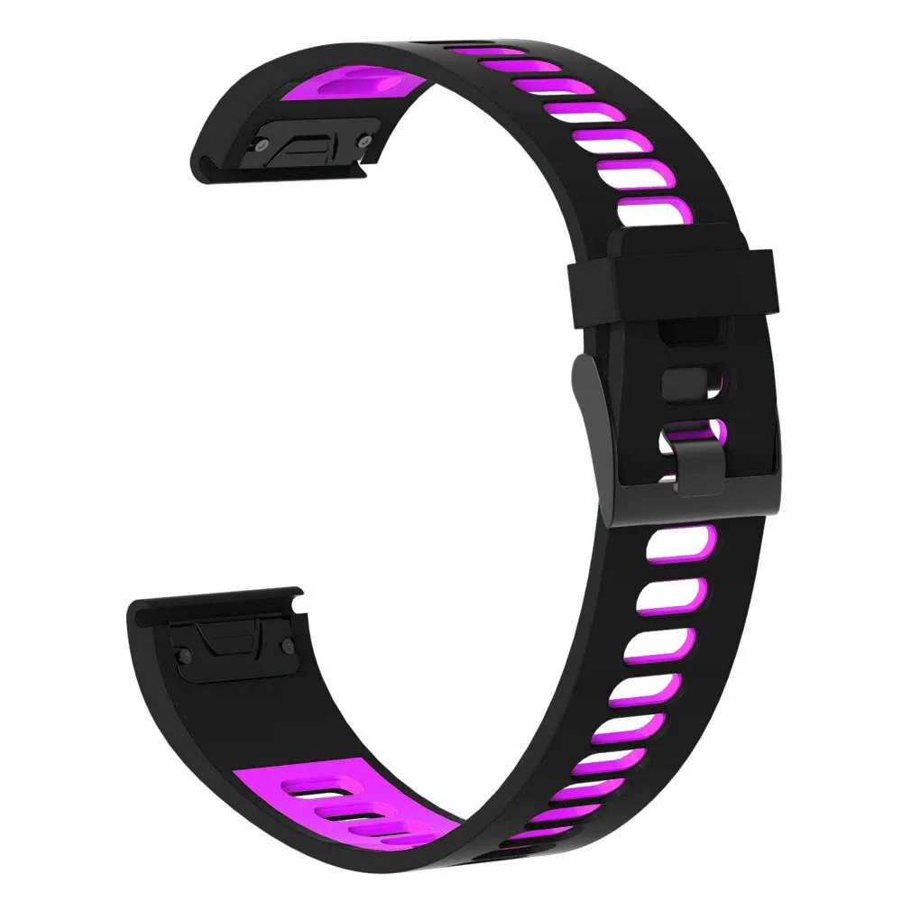 Black purple FIFATA наручный ремешок для Garmin Fenix6X и Fenix6 Смарт-часы ремешок для Fenix6X Pro Solar/6 Pro силиконовый браслет для Fenix5X/5 - Цвет: Black purple