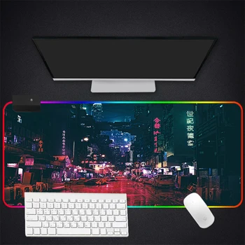 

RGB Mouse Pad Large Gaming Luminous Waterproof Non-slip Rubber Desk Mat Punk Anime Mousepad Computer Laptop Keyboard Desk Pad