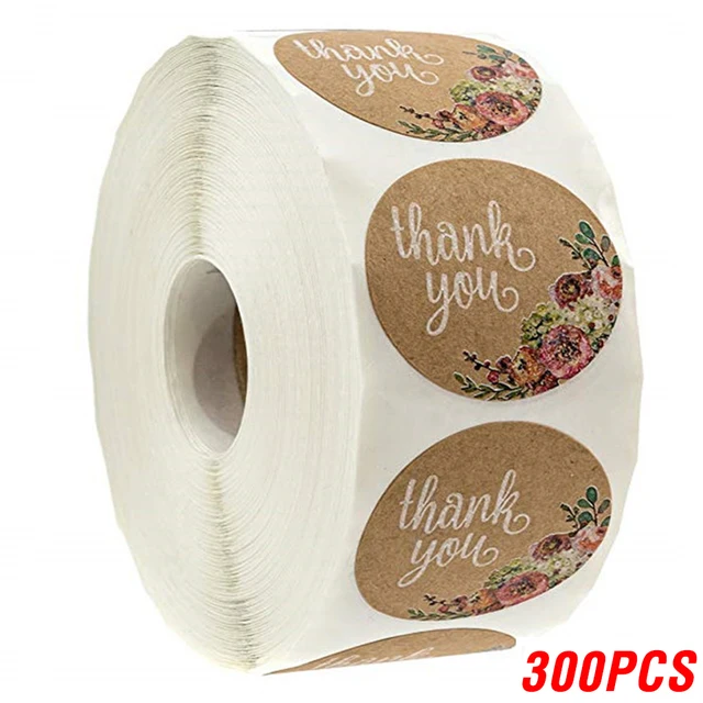 100-500pcs Vintage Kraft Paper Stickers Scrapbook Gift Stationery Label Stickers Handmade With Love Thank You For The Stickers YH02-300pcs