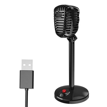 

Desktop Microphone For Computer Retro Stable Live Performance Adjustable Angle 3.5mm USB Game Conference Home Multifunctional