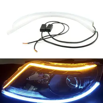 

2Pcs Waterproof Car DRL LED Strip Daytime Running Lights Turn Signal Lamp Decor Lights Car Interior Accessories 2019 Wholesale