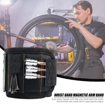 

Portable Tool Bag Magnetic Wristband with 5 Magnet Compartment Electrician Tool Bracelet Durable Tool Repair Kit Supplies