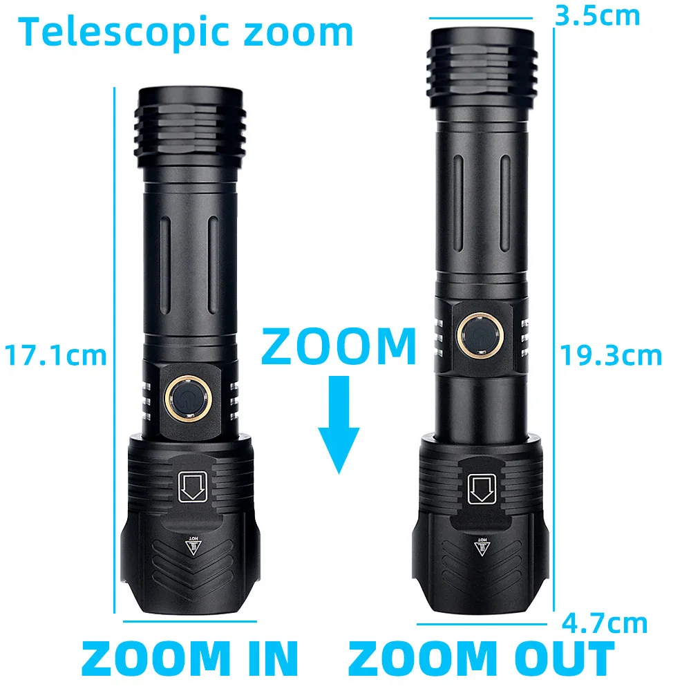 Super Bright XHP160 LED Flashlight Powerful Waterproof Torch USB Rechargeable 18650 26650 Lantern Portable Zoom Camping Light led pocket torch