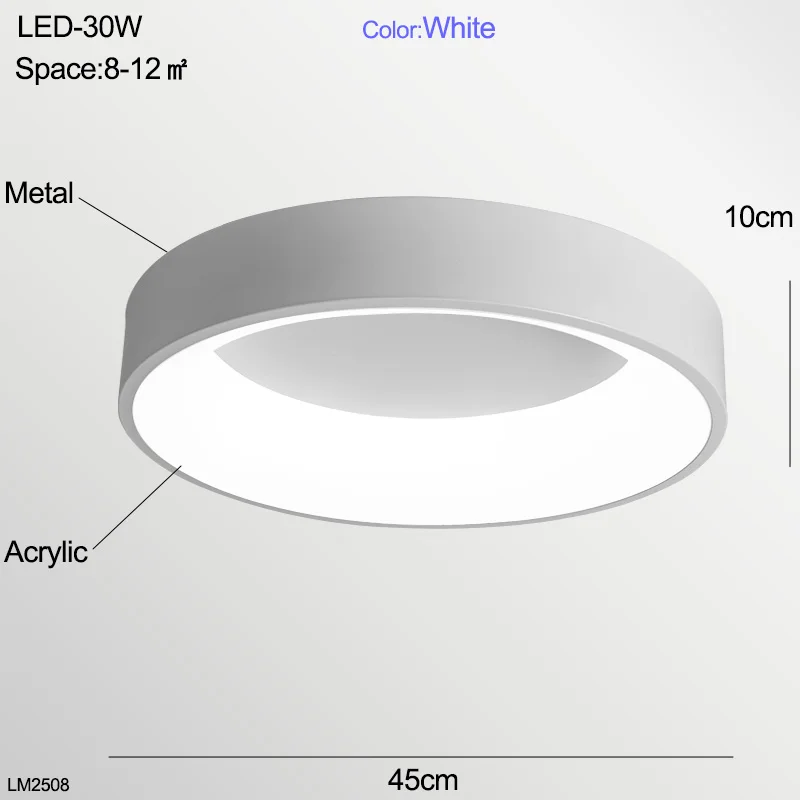 LED Ceiling Light Bedroom Modern Panel Lamp Lighting Fixture Living Room ceiling lamp Kitchen Surface Mount Flush Remote Control - Цвет корпуса: White 30W 45cm