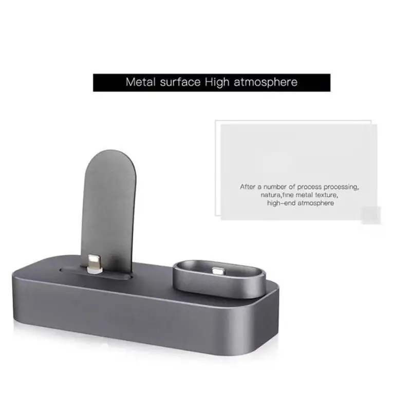 2-в-1 металлический Зарядное устройство быстрой зарядки стенд для Airpods iPhone X/8/7/XR устройств множественное предохранение зарядки Дисплей база S01
