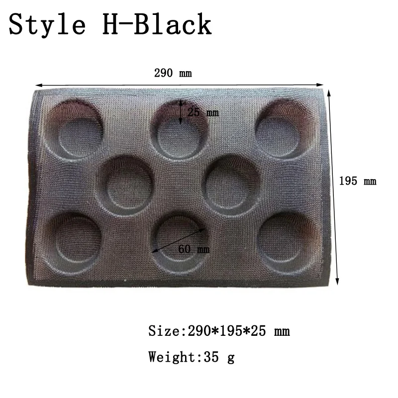 Style H-Black Meibum, форма для выпечки хлеба, длинная буханка, багет, ханбургер, Eclair, круглая булочка, форма для печенья, антипригарное стекло, волокно, Силиконовый поднос - Цвет: Style H-Black