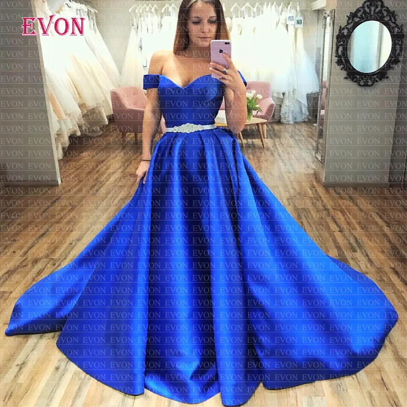 Vestidos De gala элегантное платье с открытыми плечами платье для выпускного вечера пикантное, милое, с бисером Пояс атласная линия Выходные туфли на выпускной; Robe De Soiree