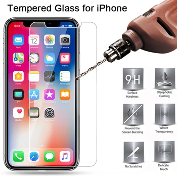 

Protective Glass Phone Screen Protector for iPhone X XR XS 11 Pro Max Front Film for iPhone 4 4S 5 5S 6 7 8 Plus Tempered Glass