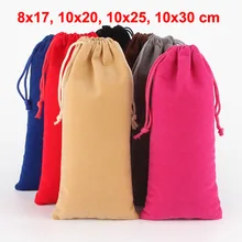 

10pcs/Lot 8x17, 10x20, 10x25, 10x30cm Multicolours Rectangle Velvet Drawstring Pouch Bag Gift Packaging Bags Can Customize Logo