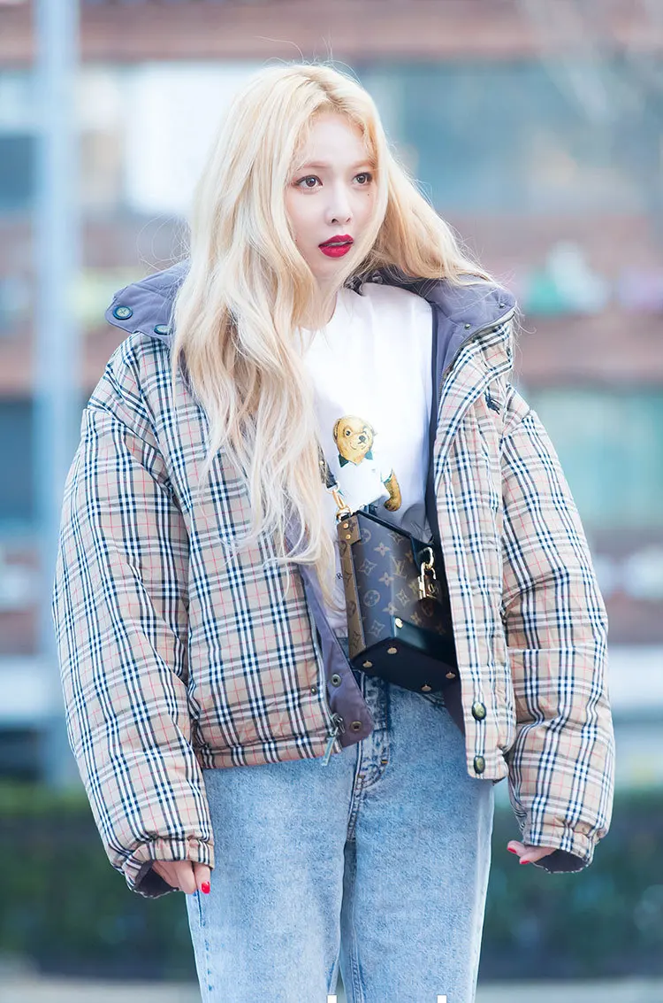 Kpop 4Minute Kim Hyun, женские зимние теплые свободные толстовки в клетку цвета хаки с высоким воротником, Женская Корейская уличная одежда, плотные толстовки