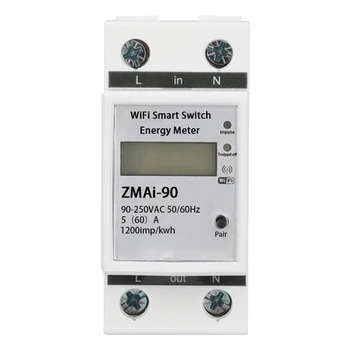 

Rental Room Multifunction Single Phase Mini Digital LCD Display 35mm Din Rail Smart WIFI Delay Function Timing Home Energy Meter