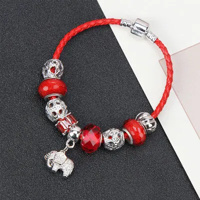

High Quality 1:1 100%925 Sterling Silver Red Bracelet Decorated With Small Elephant Beads Free Shipping