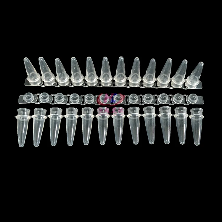 200 Set 0.2ml 12 Strip PCR Tube Centrifuge Tube Fluorescent quantitative PCR tube with cover