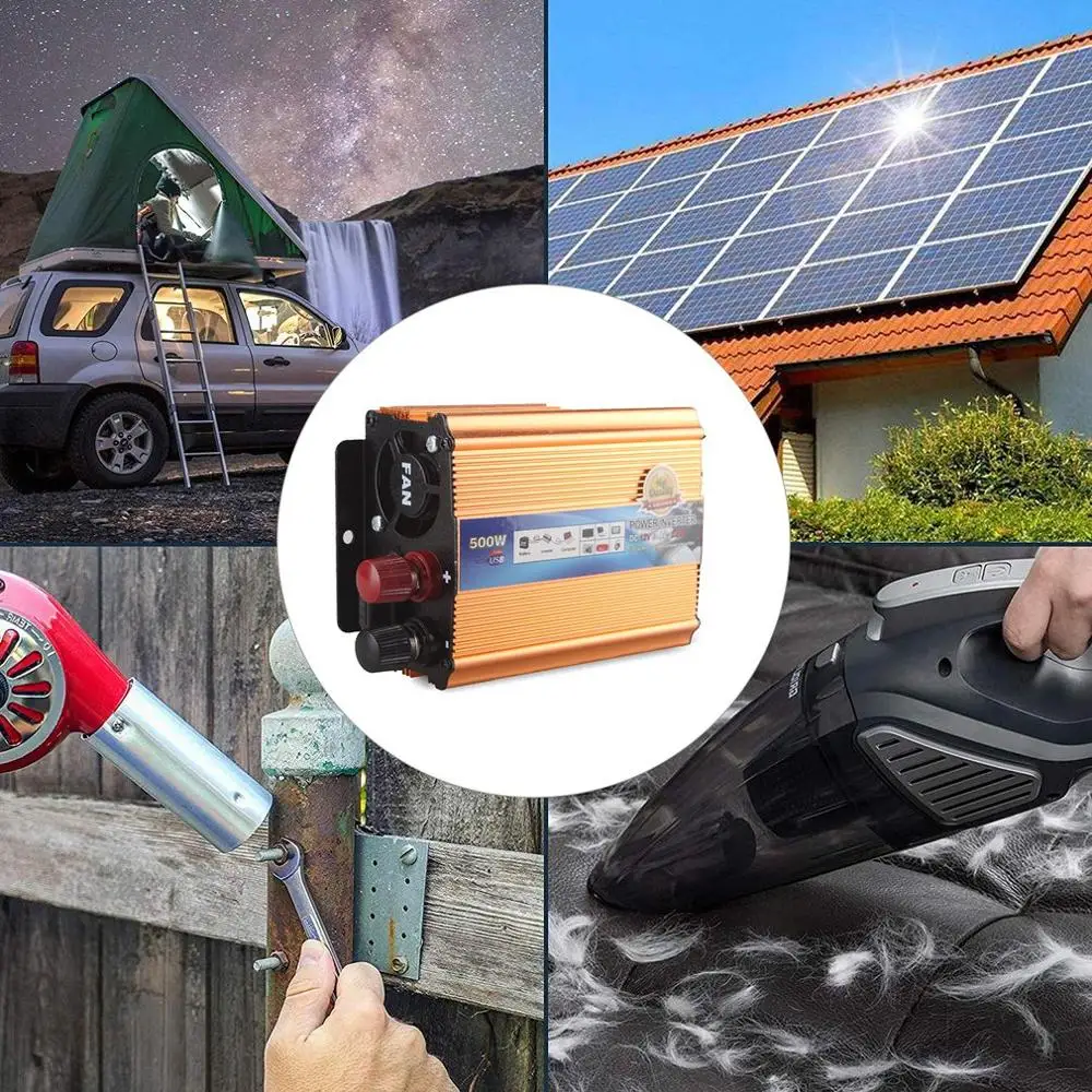 Модифицированный синусоидный инвертор DC 12 V/24 V к переменному току 220V 500W с универсальным гнездом USB Порты и разъёмы для автомобиля на солнечной батарее Мощность инвертор