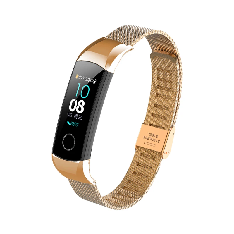 Mesh belt-rose gold Milanese Loop ремешок для часов Для Huawei Honor Band 4 5 ремешок Магнитная пряжка Quick release Металлический браслет Для Honor Band 4/5 Аксессуары - Цвет ремешка: Mesh belt-rose gold